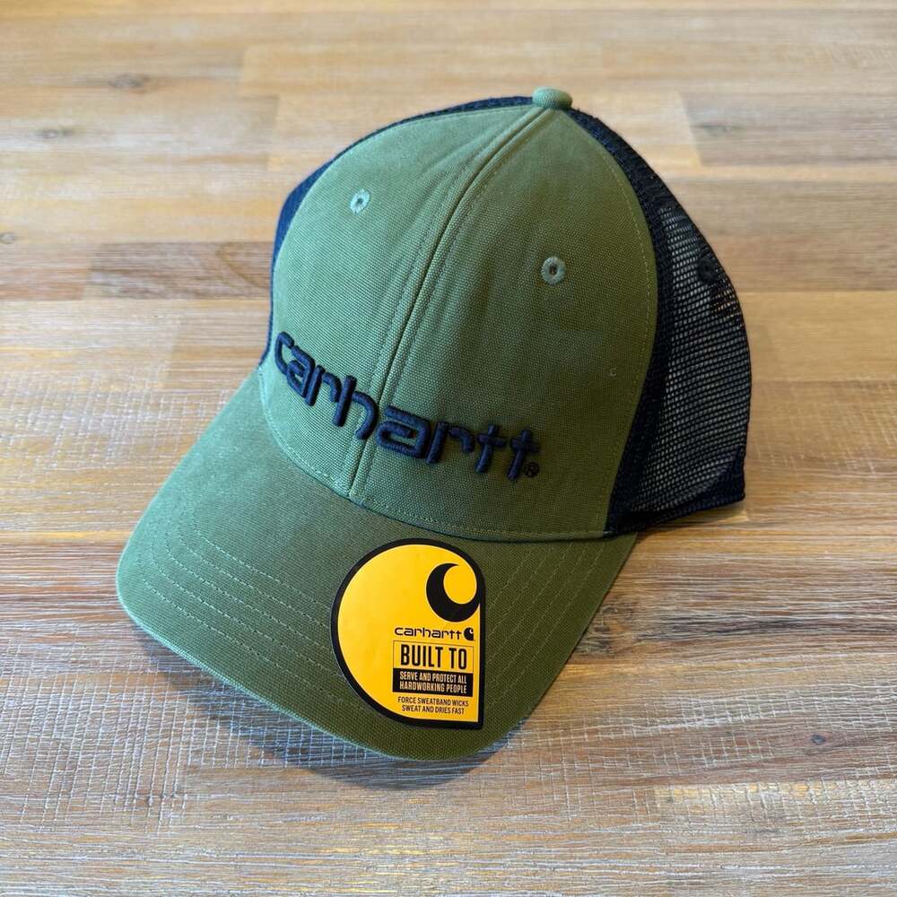 Carhartt Canvas Mesh-Back Logo Graphic Cap One Size Green NWT
